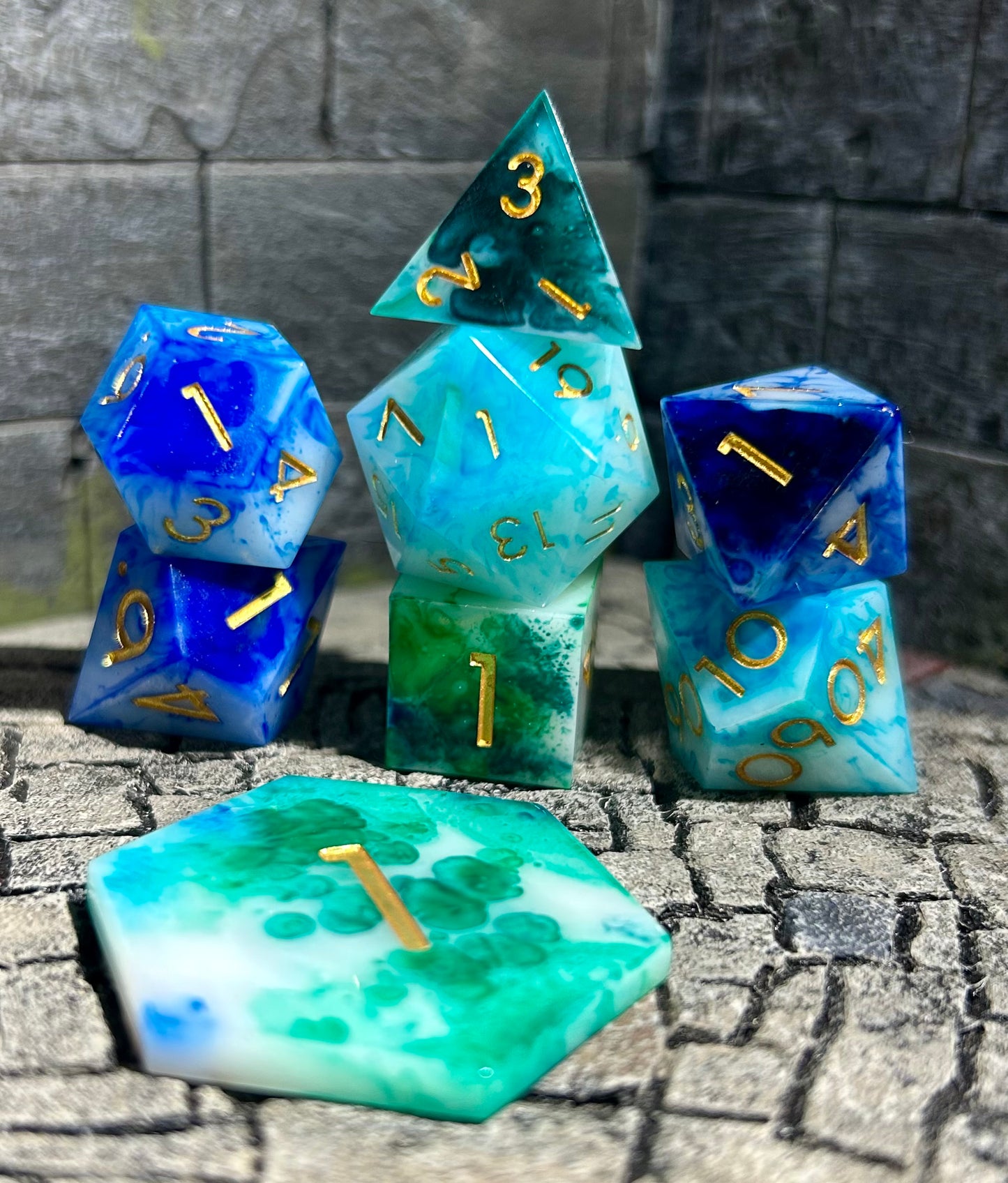 Frozen Glacier 8-Piece Polyhedral Dice Set