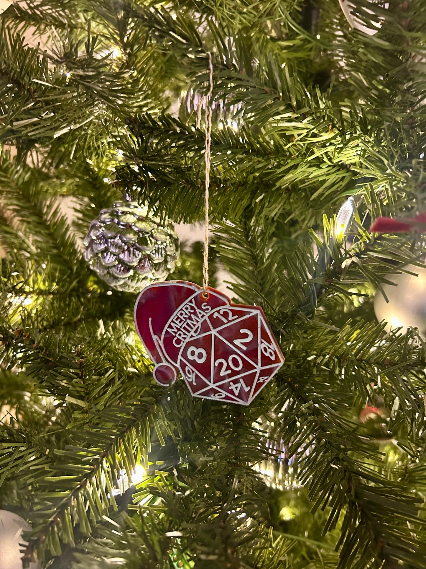 Maroon and Mint Merry Critmas Ornament