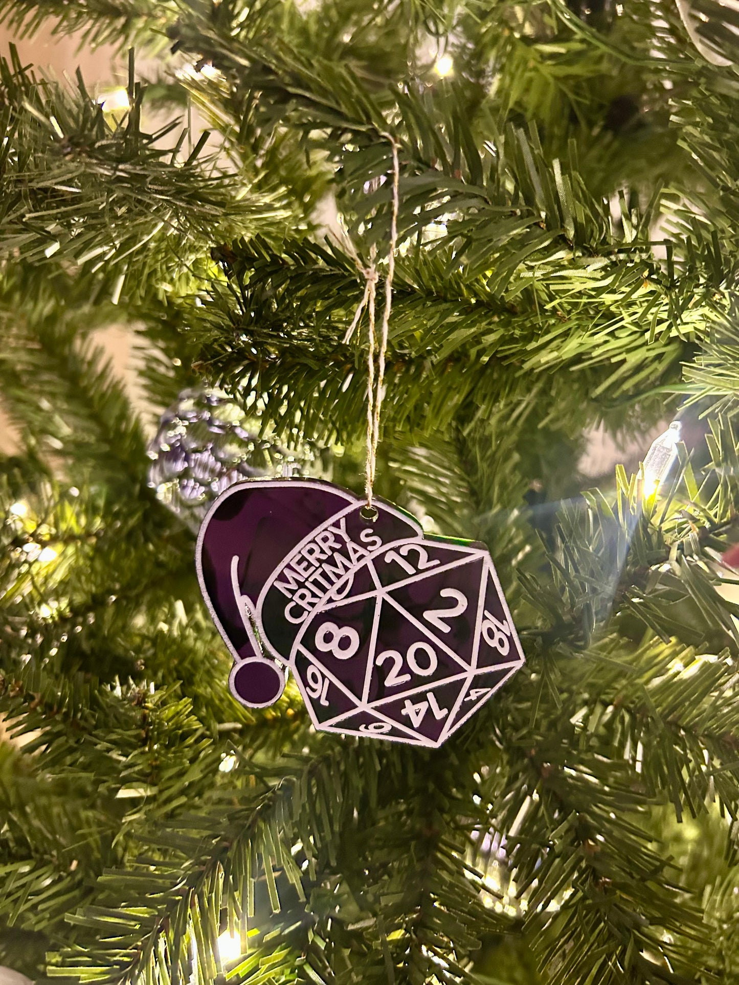 Purple Green White Merry Critmas Ornament