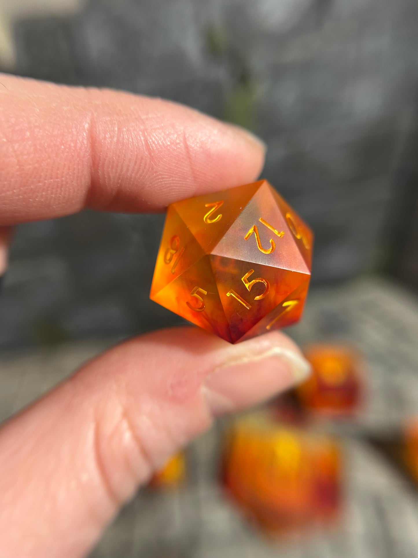 Frosted Fireball 8-Piece Polyhedral Dice Set