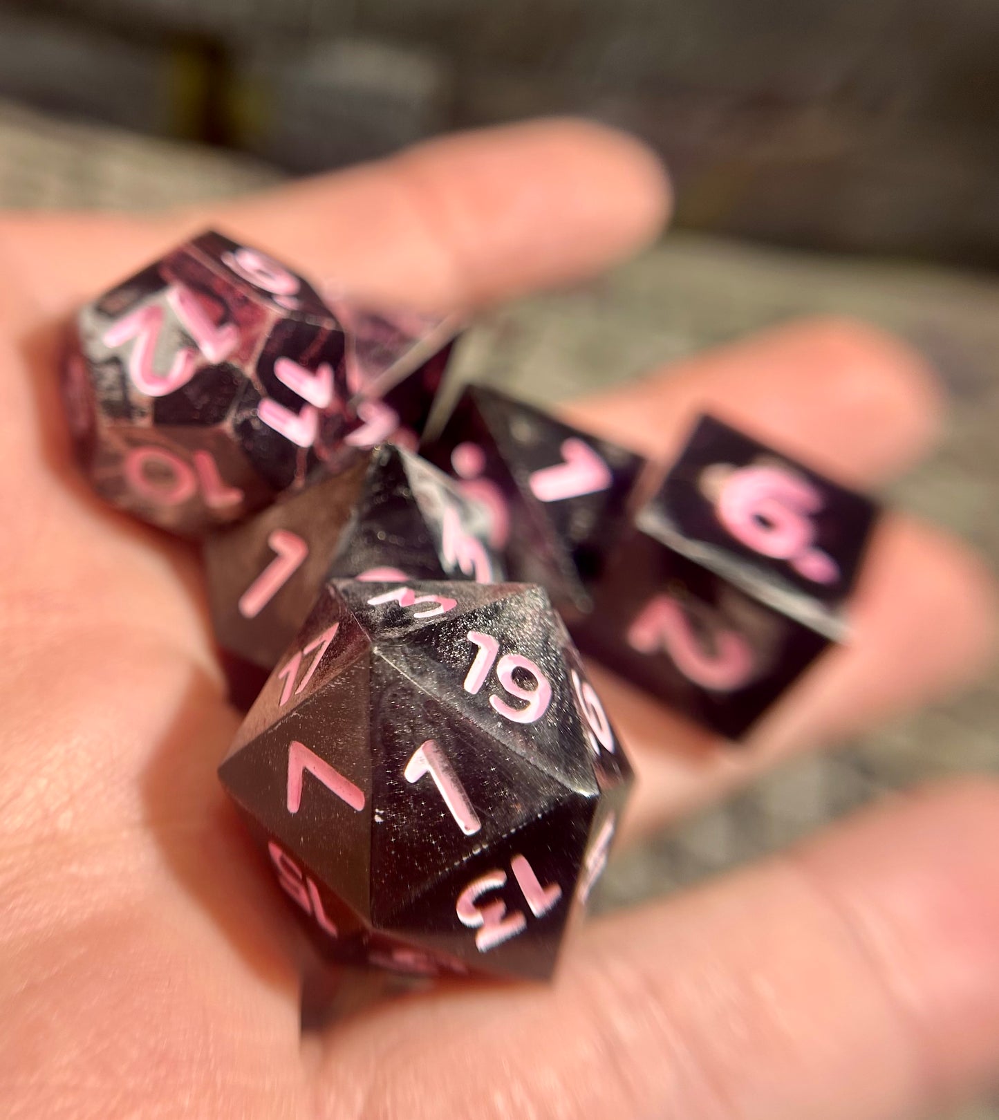 Midnight Peony 7-Piece Polyhedral Dice Set