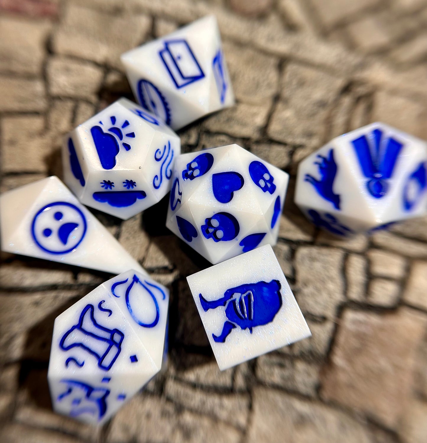 Heirloom Porcelain 7-Piece Dungeon Master Polyhedral Dice Set