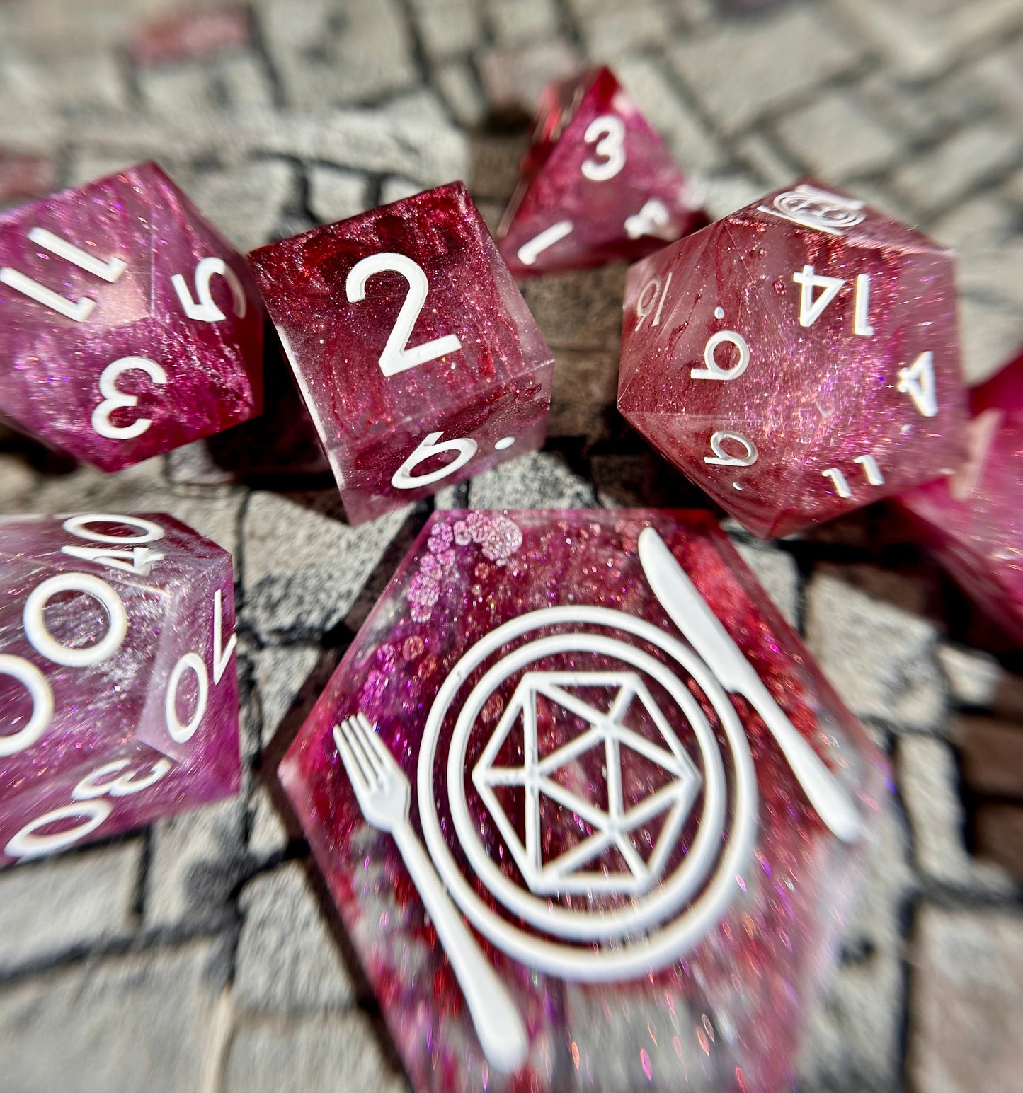 Ruby Dazzle 8-Piece Polyhedral Dice Set