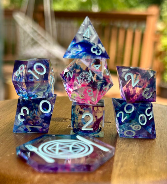 Archer's Arcaneglass 8-Piece Polyhedral Dice Set