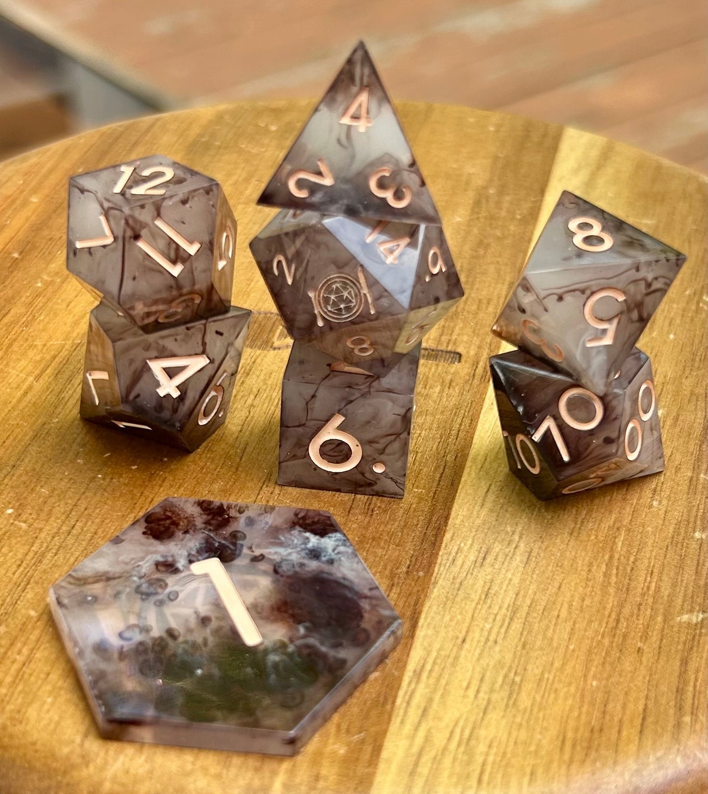 Cafe Watercolors 8-Piece Polyhedral Dice Set