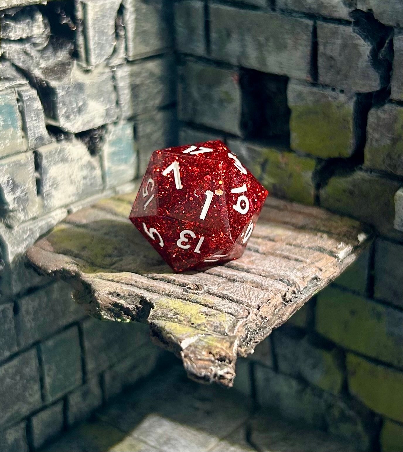 Ruby Red 20.5mm d20 - High Face Republic Symbol