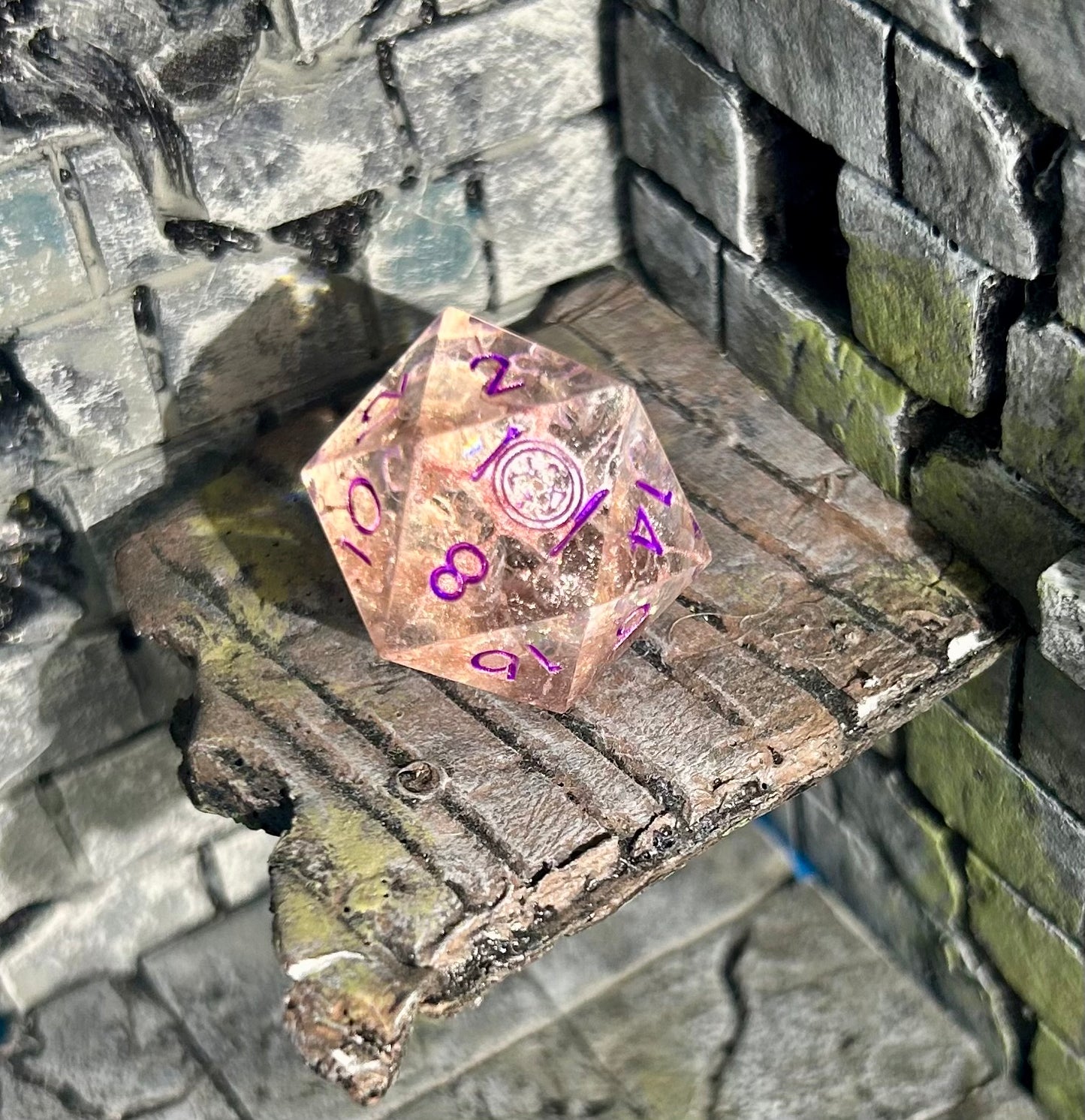 Pink Shimmer 23mm d20 - High Face d20dinner Logo