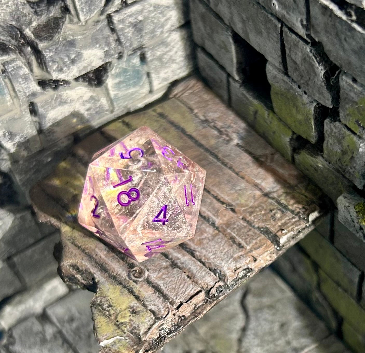 Pink Shimmer 23mm d20 - High Face d20dinner Logo