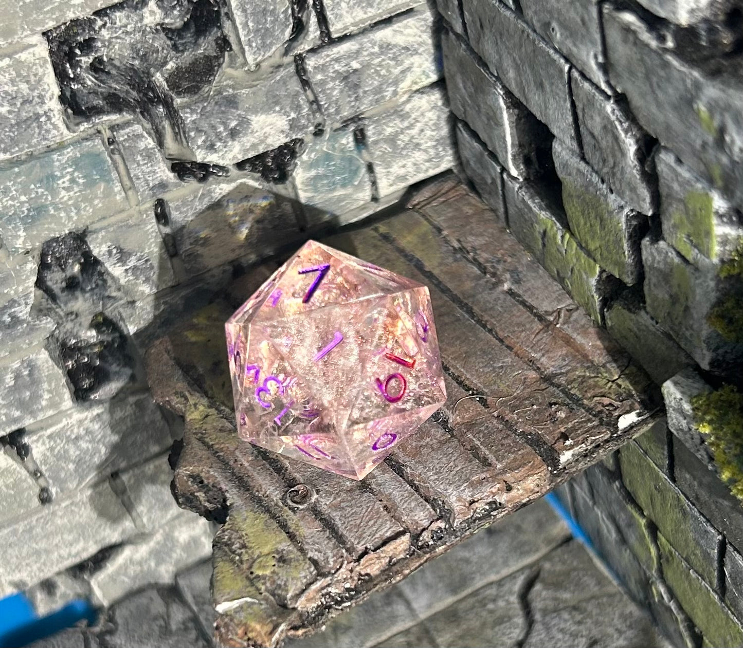 Pink Shimmer 23mm d20 - High Face d20dinner Logo