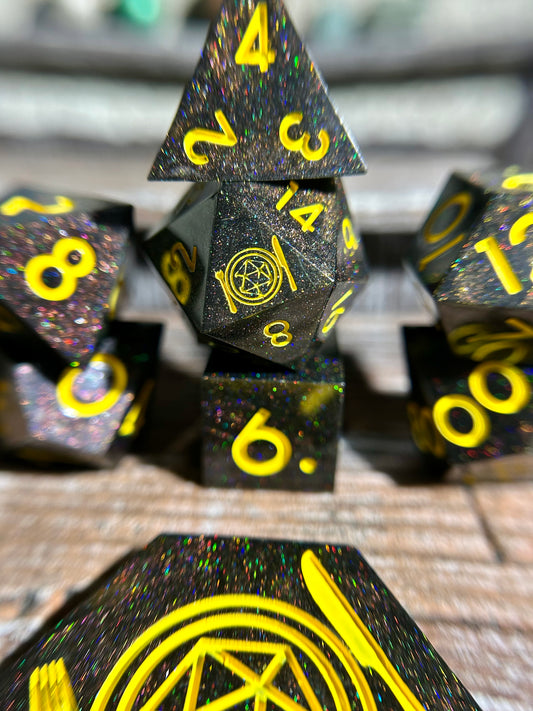 Serene Nightscape 8-Piece Polyhedral Dice Set