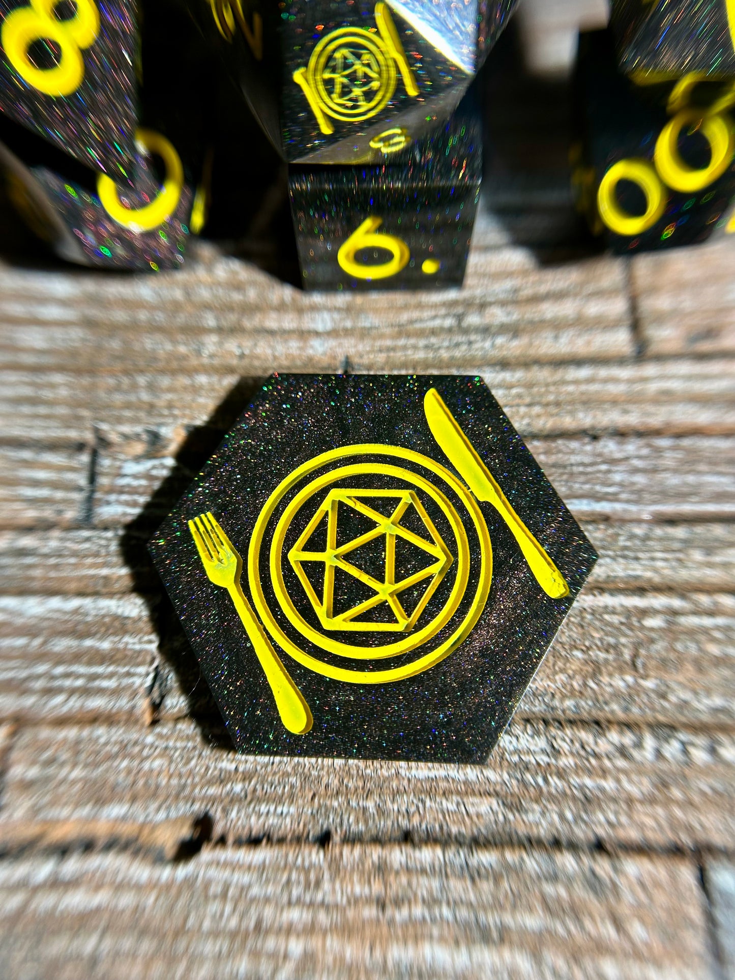 Serene Nightscape 8-Piece Polyhedral Dice Set