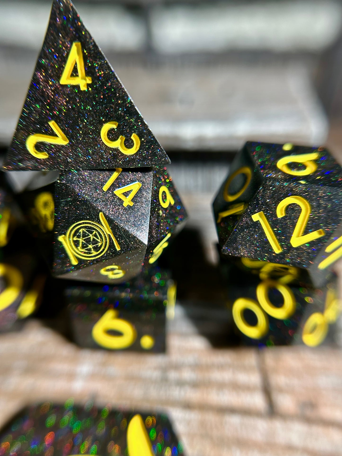 Serene Nightscape 8-Piece Polyhedral Dice Set