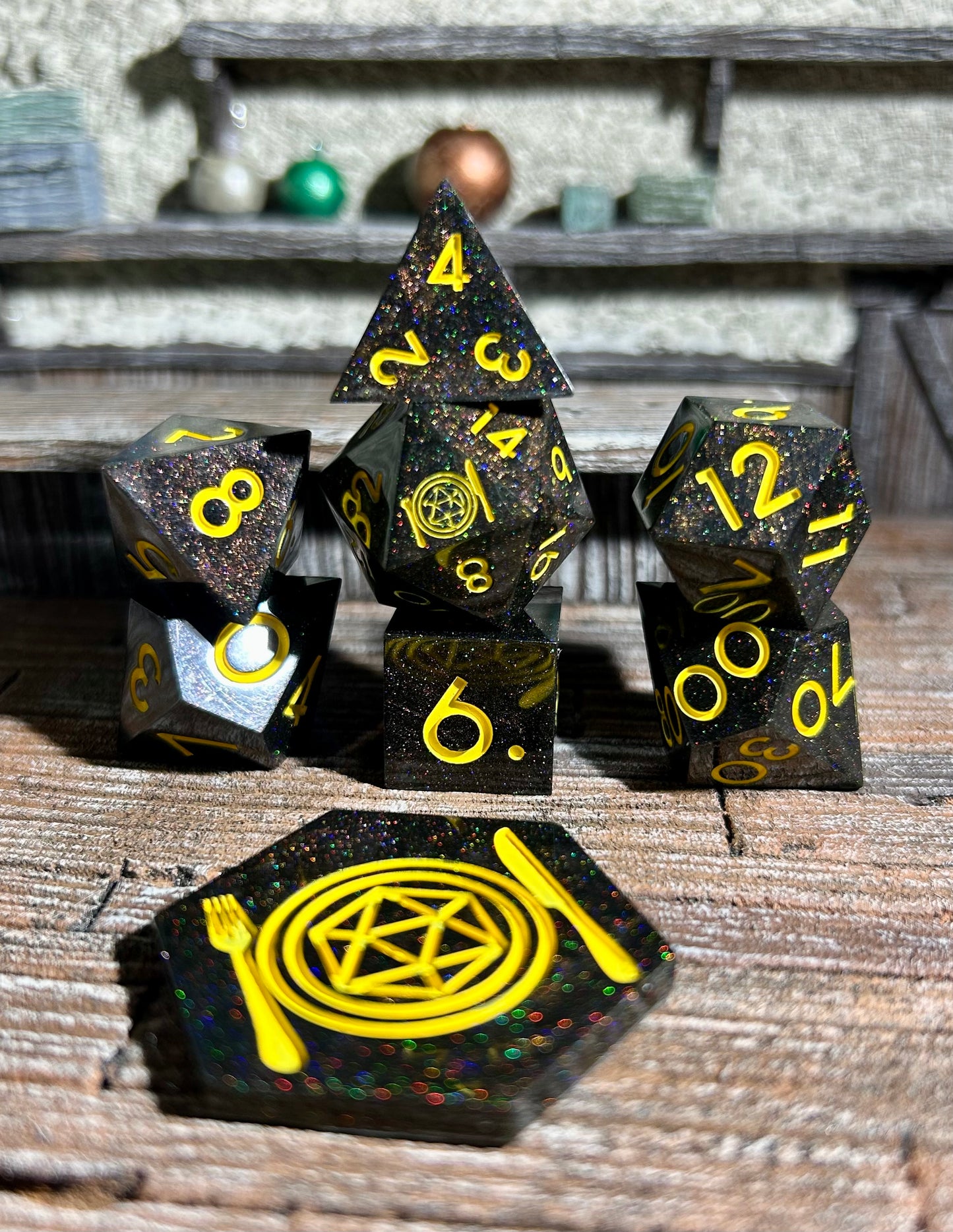 Serene Nightscape 8-Piece Polyhedral Dice Set