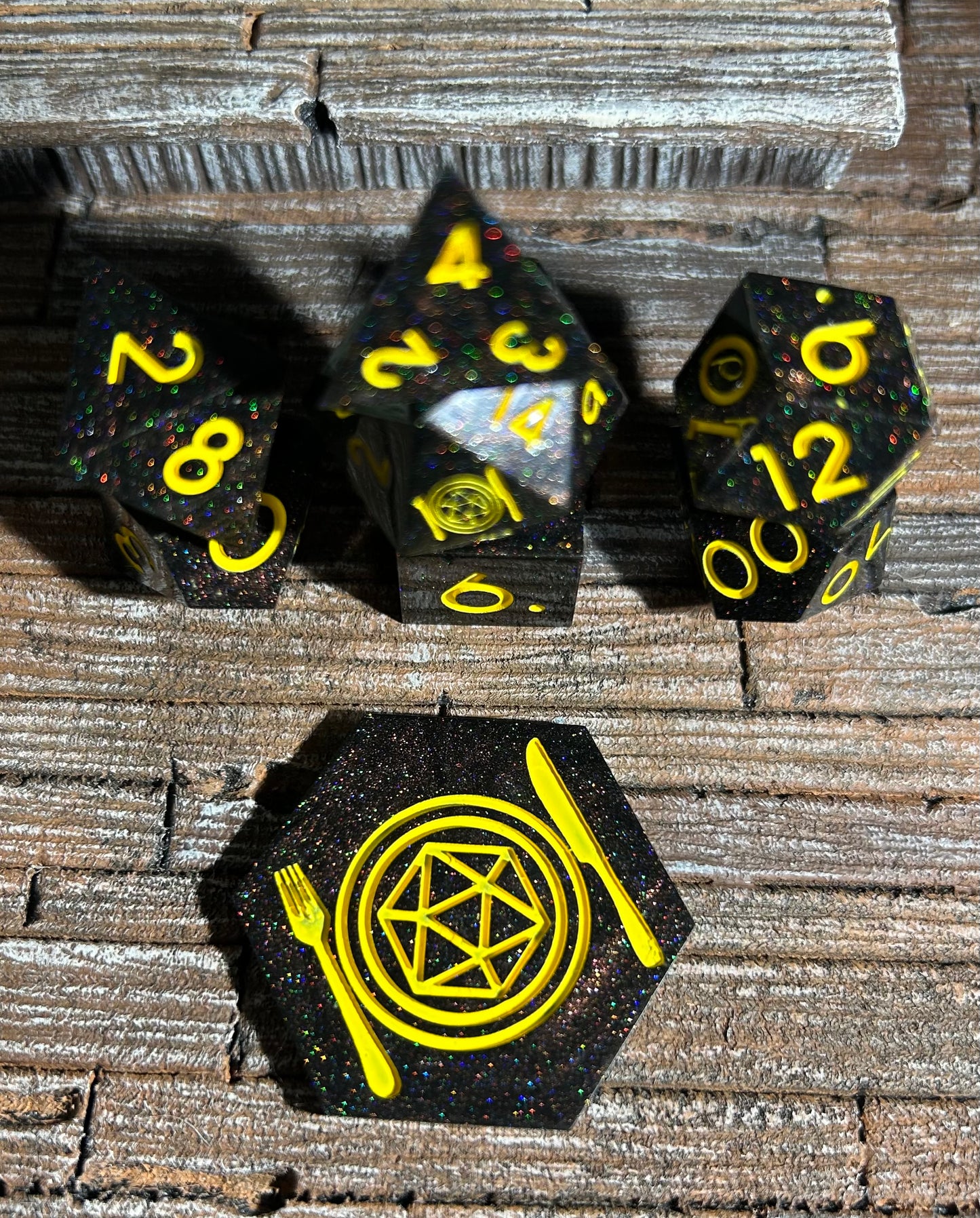 Serene Nightscape 8-Piece Polyhedral Dice Set