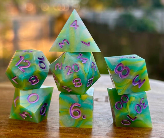 Lavender Limeade 7-Piece Polyhedral Dice Set