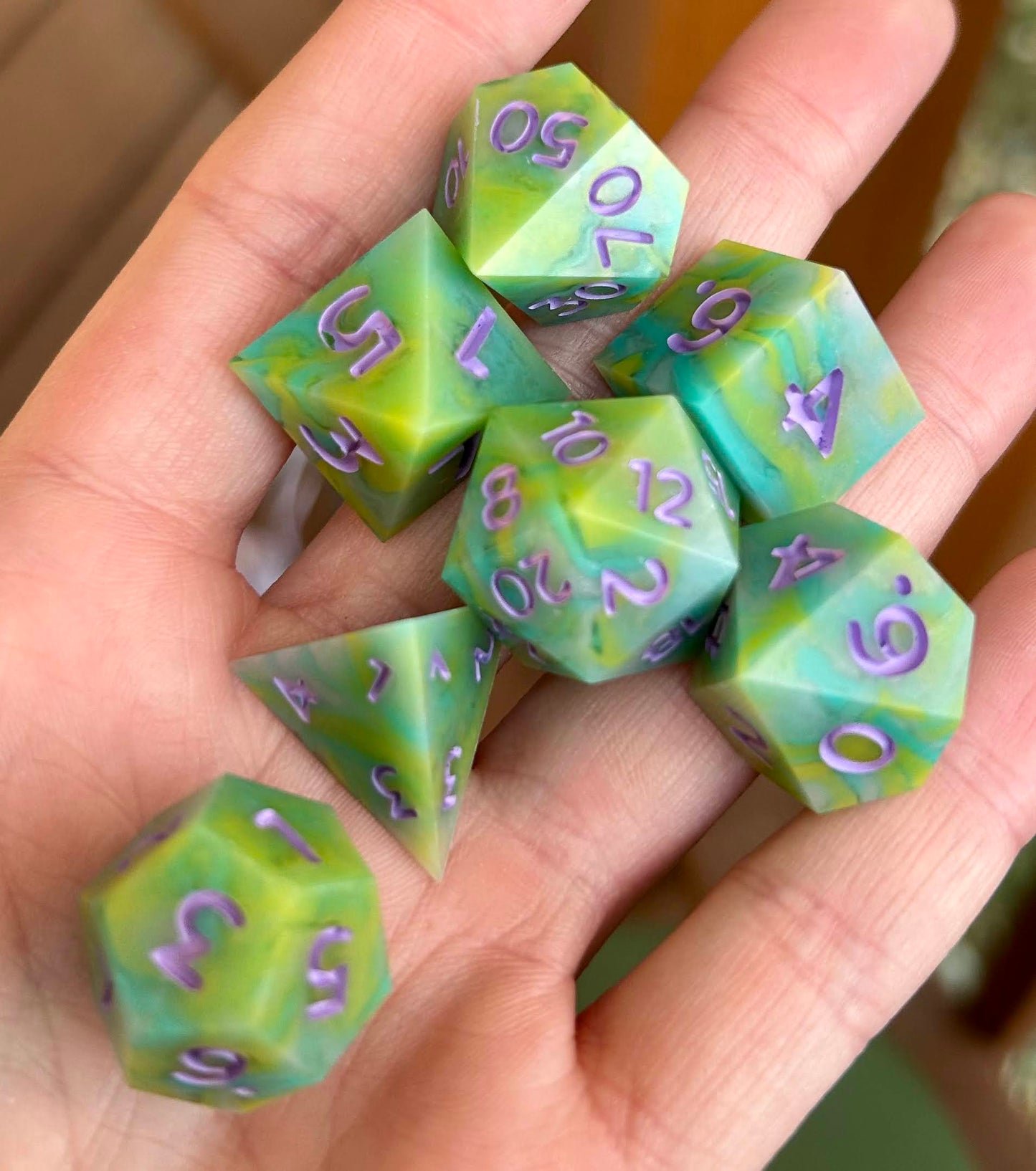 Lavender Limeade 7-Piece Polyhedral Dice Set