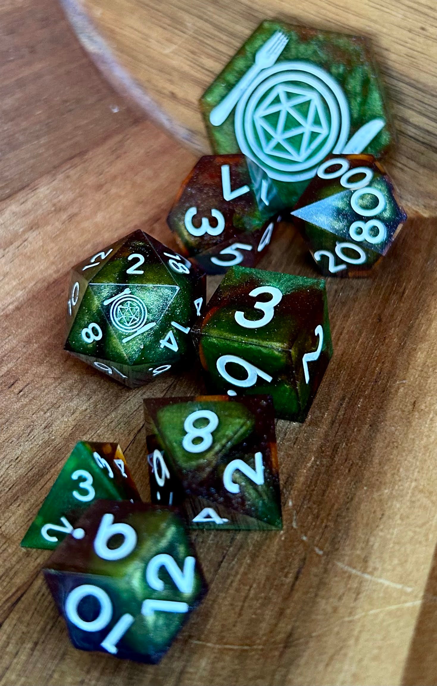 Store Depths Uncovered - Unique Item - Hand made 8 piece poly dice set