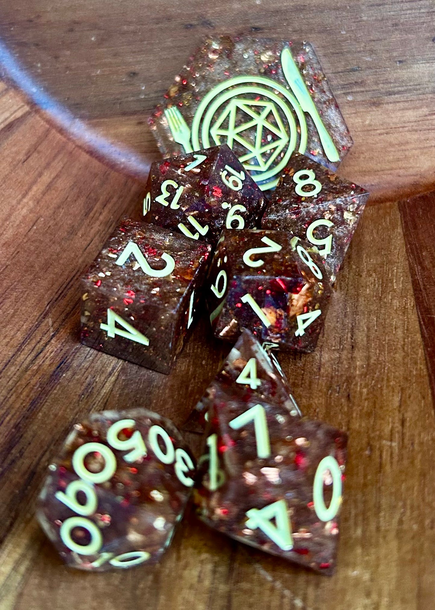 Autumn's Bounty 8-Piece Polyhedral Dice Set