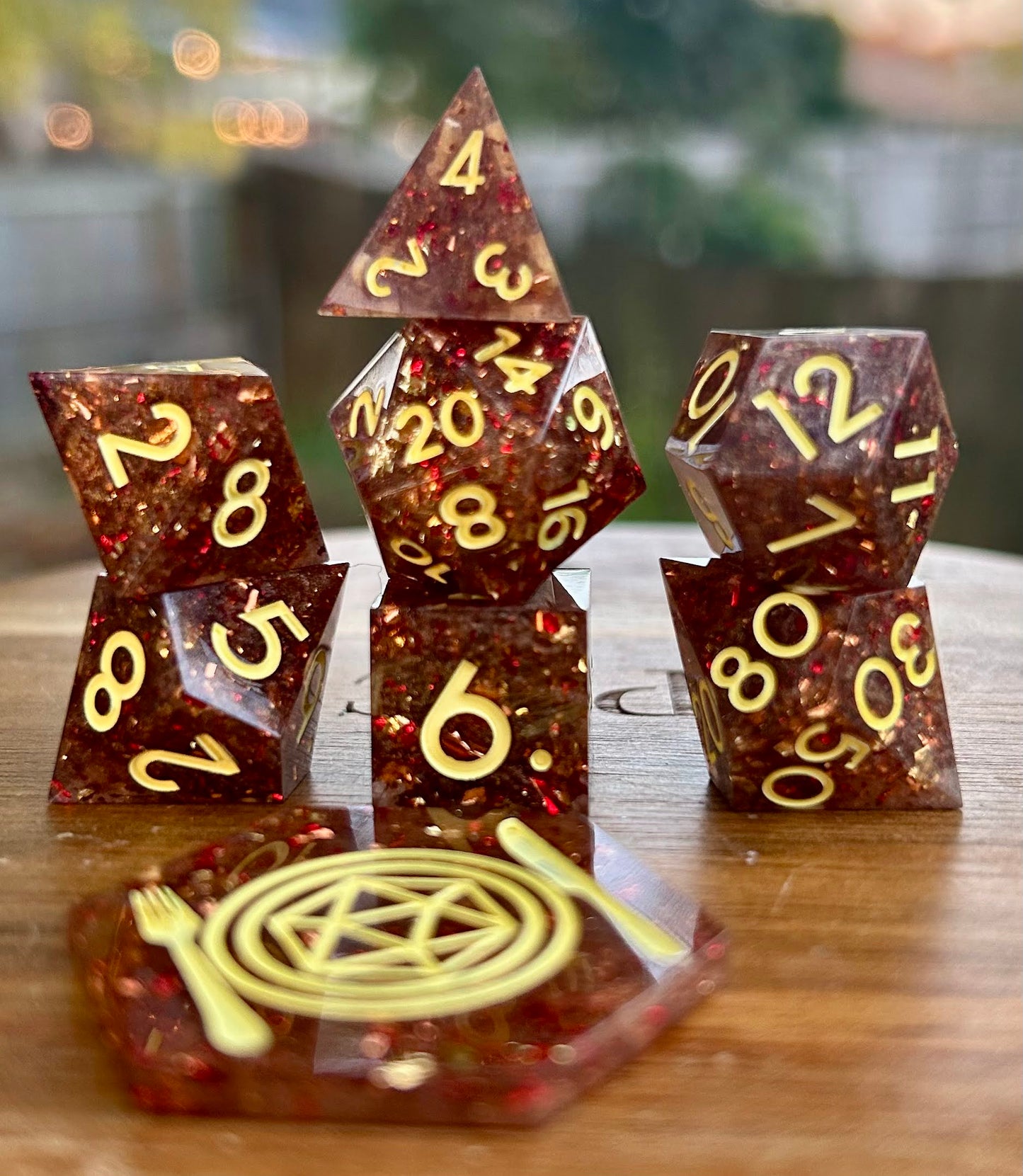 Autumn's Bounty 8-Piece Polyhedral Dice Set