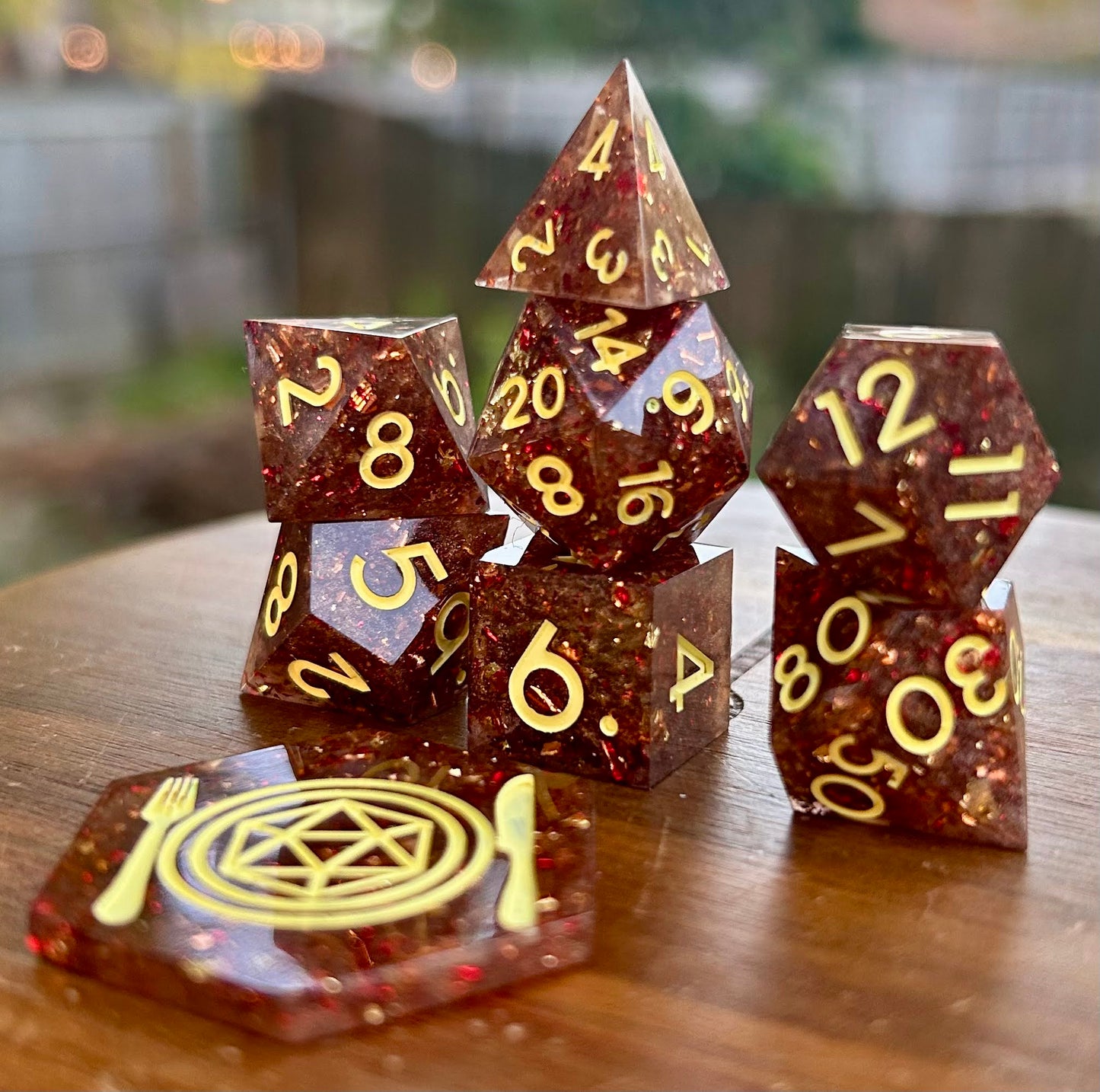 Autumn's Bounty 8-Piece Polyhedral Dice Set