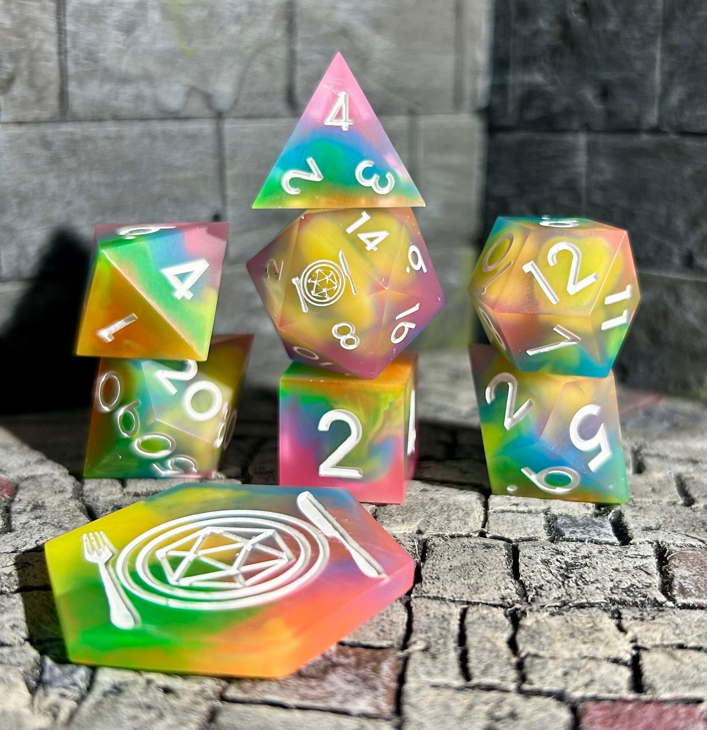 Jelly Rainbow 8-Piece Polyhedral Dice Set