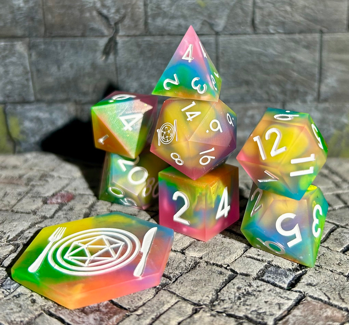 Jelly Rainbow 8-Piece Polyhedral Dice Set