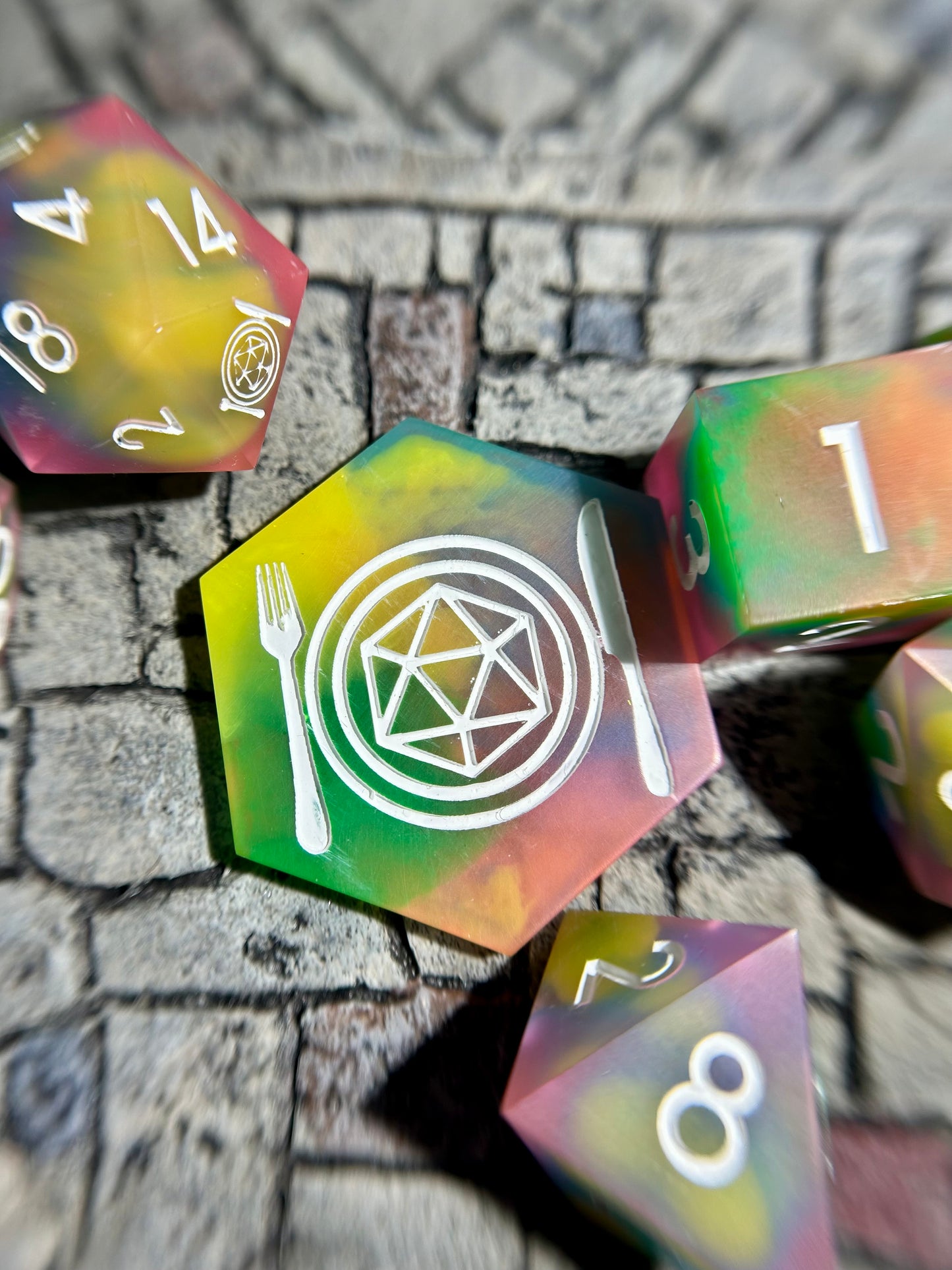 Jelly Rainbow 8-Piece Polyhedral Dice Set