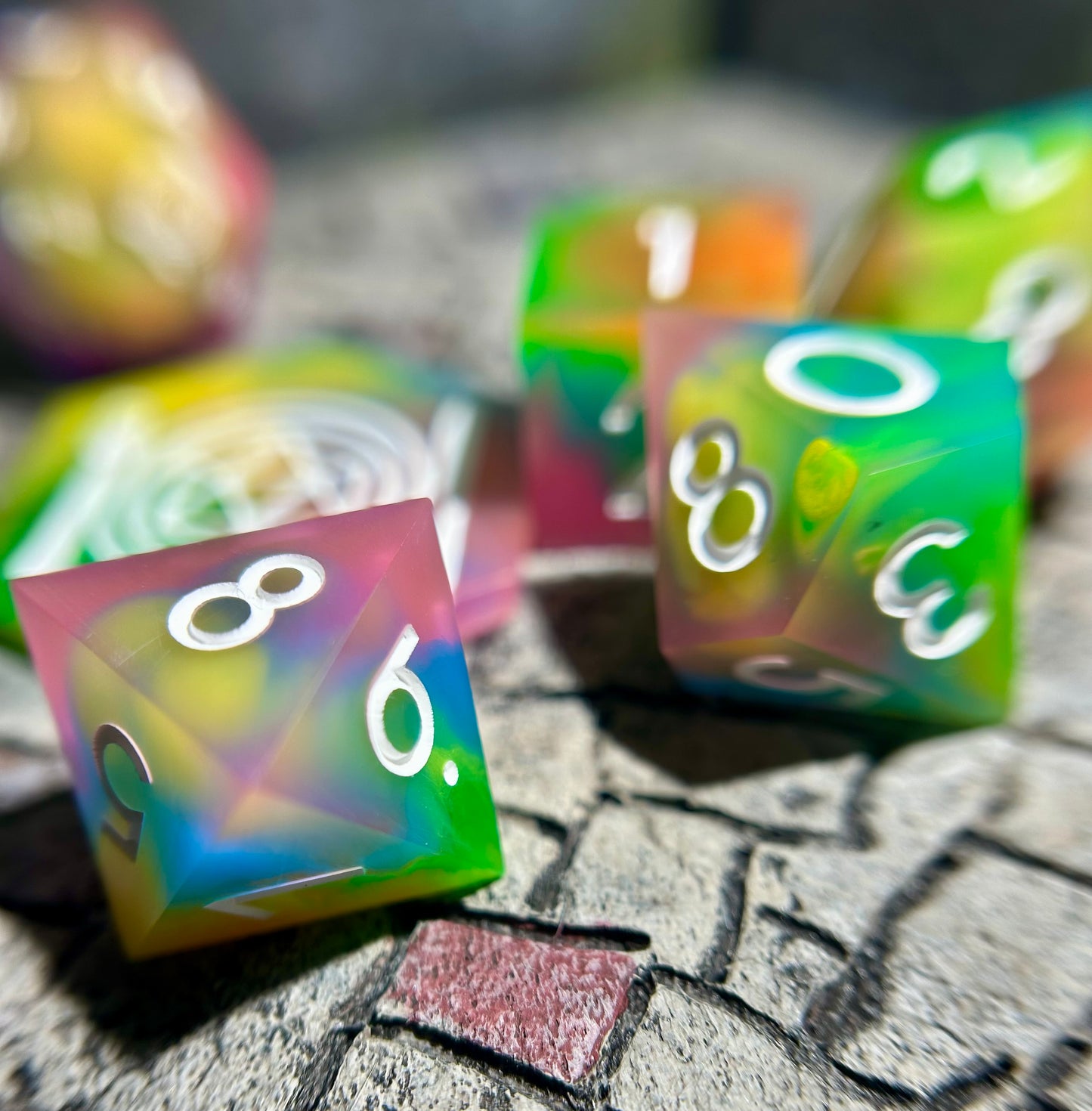 Jelly Rainbow 8-Piece Polyhedral Dice Set