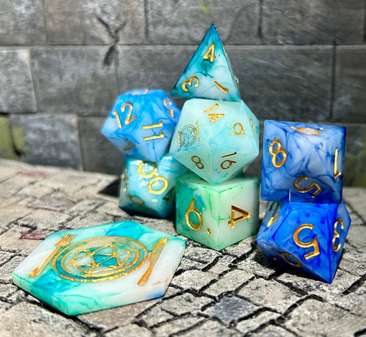 Frozen Glacier 8-Piece Polyhedral Dice Set