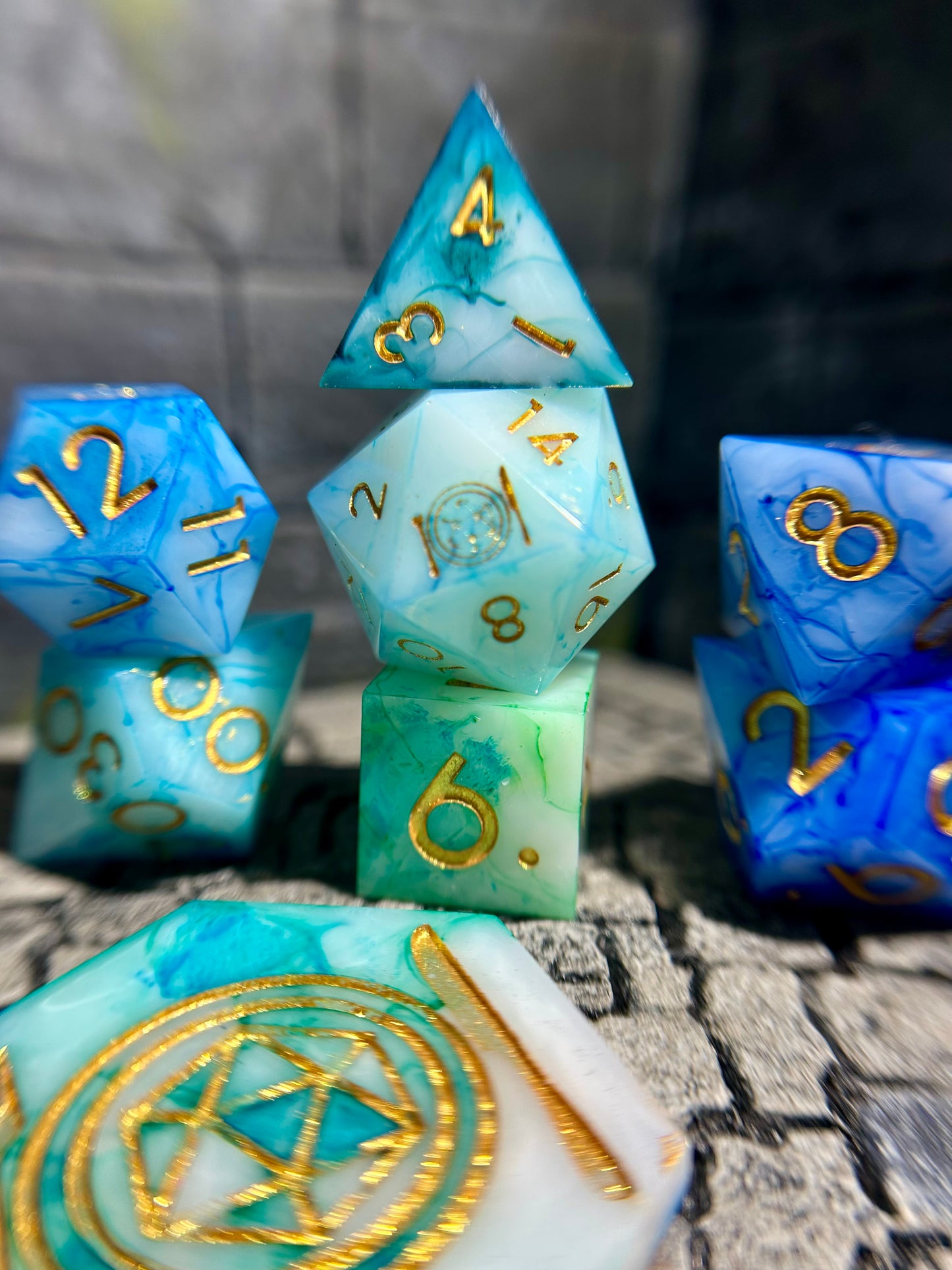 Frozen Glacier 8-Piece Polyhedral Dice Set