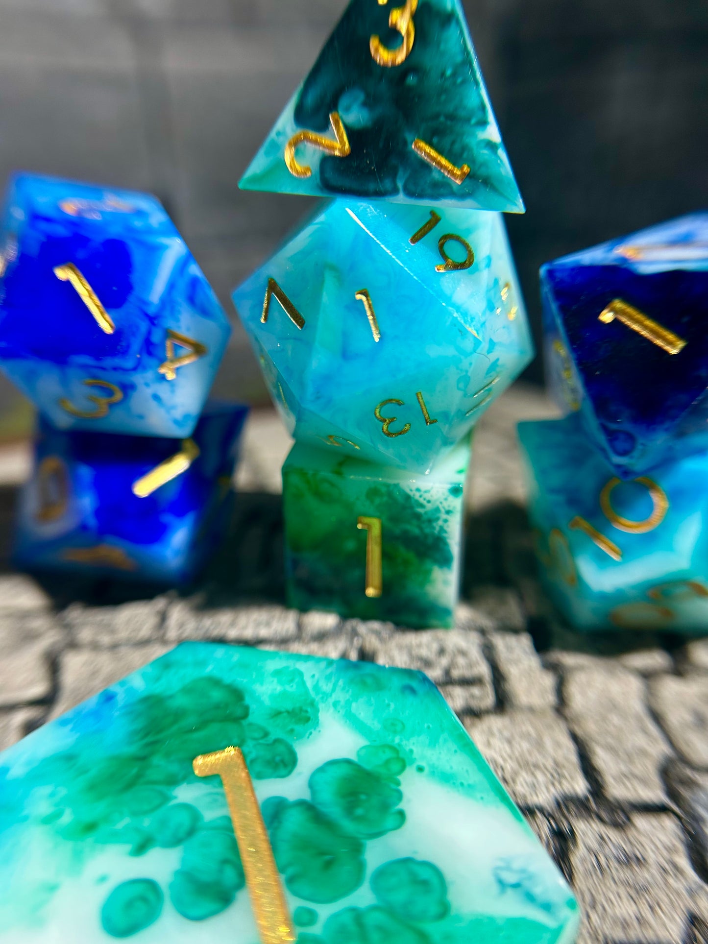 Frozen Glacier 8-Piece Polyhedral Dice Set