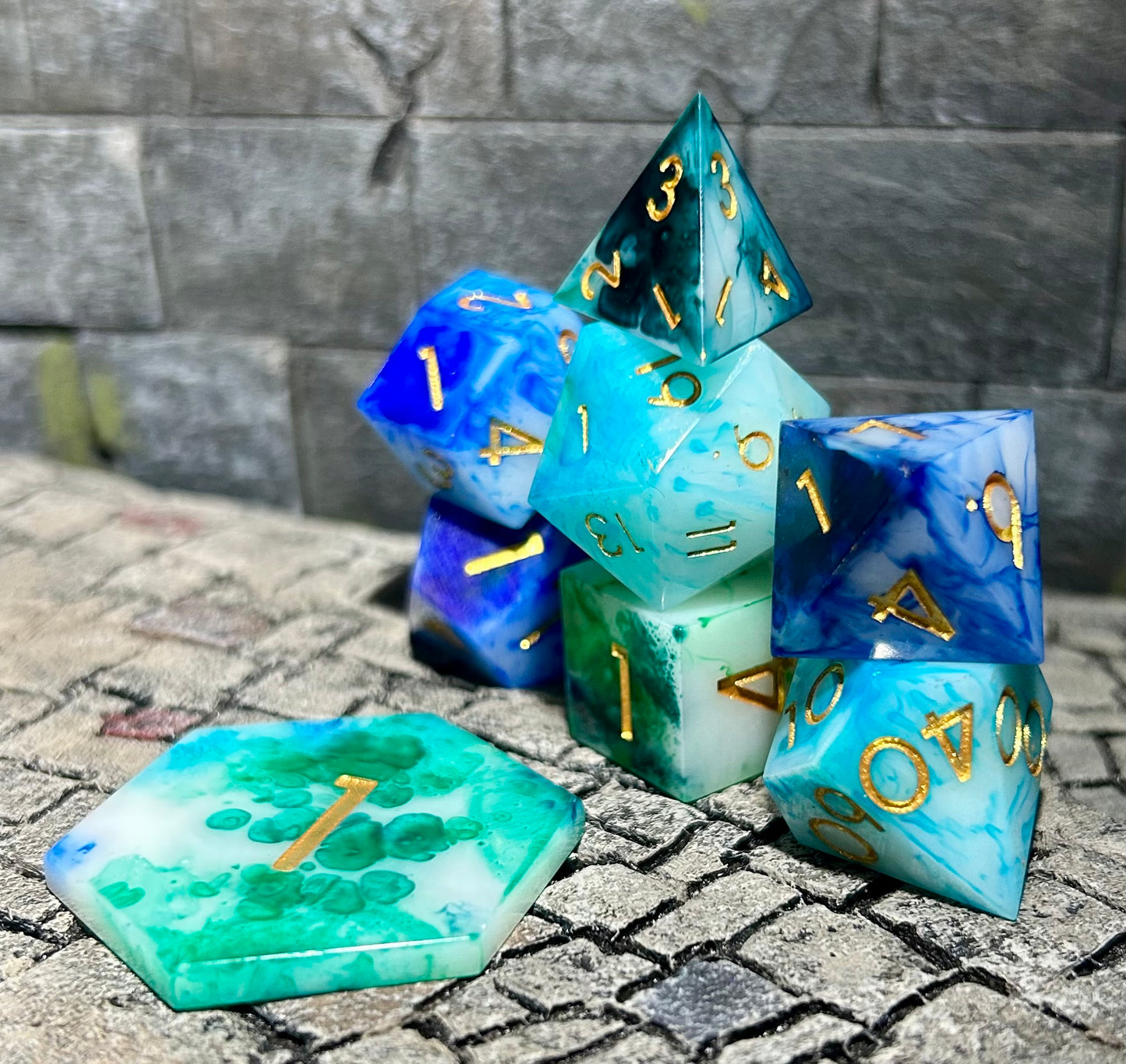 Frozen Glacier 8-Piece Polyhedral Dice Set