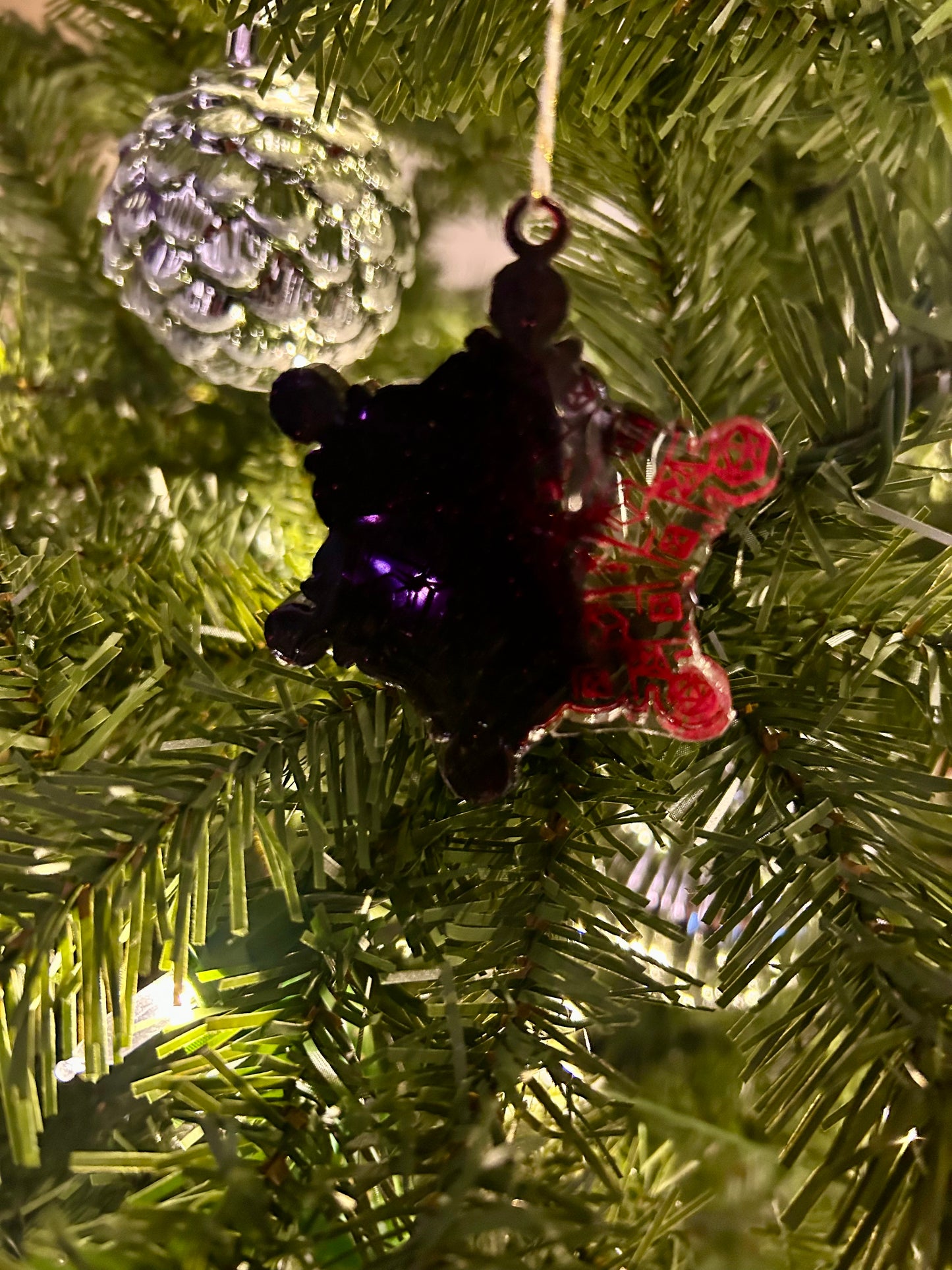 Red and Black Snowflake Christmas Ornament