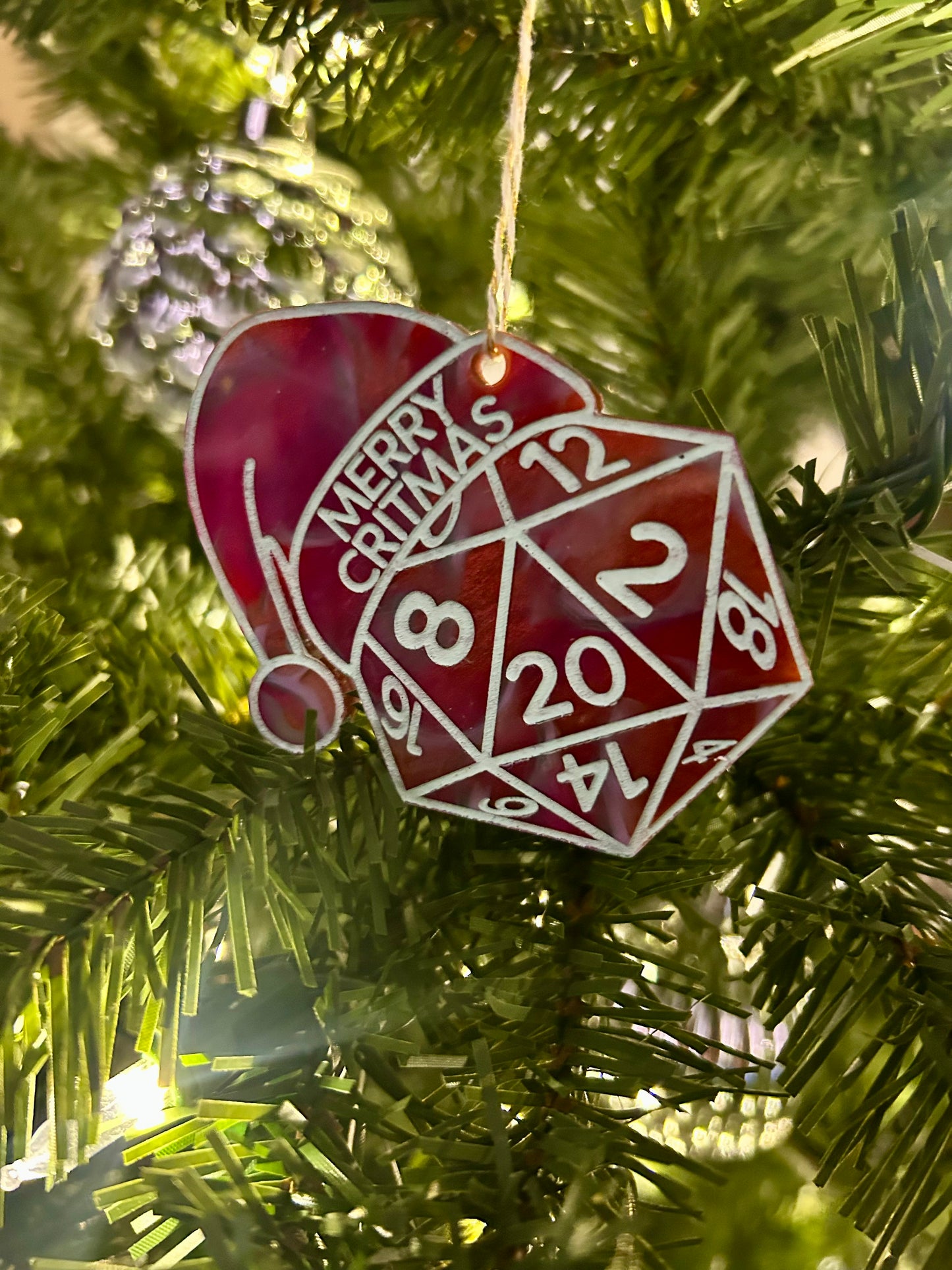 Maroon and Mint Merry Critmas Ornament
