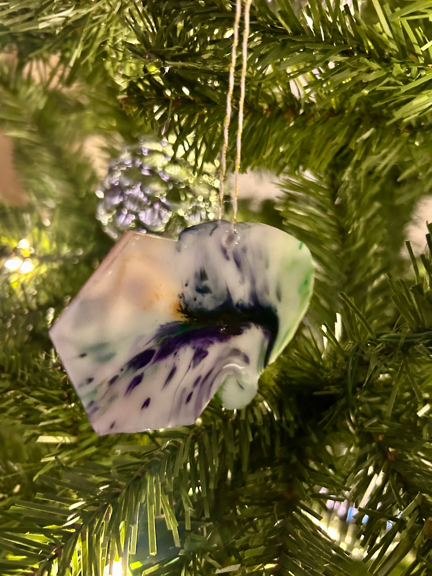 Purple Green Gold Merry Critmas Ornament