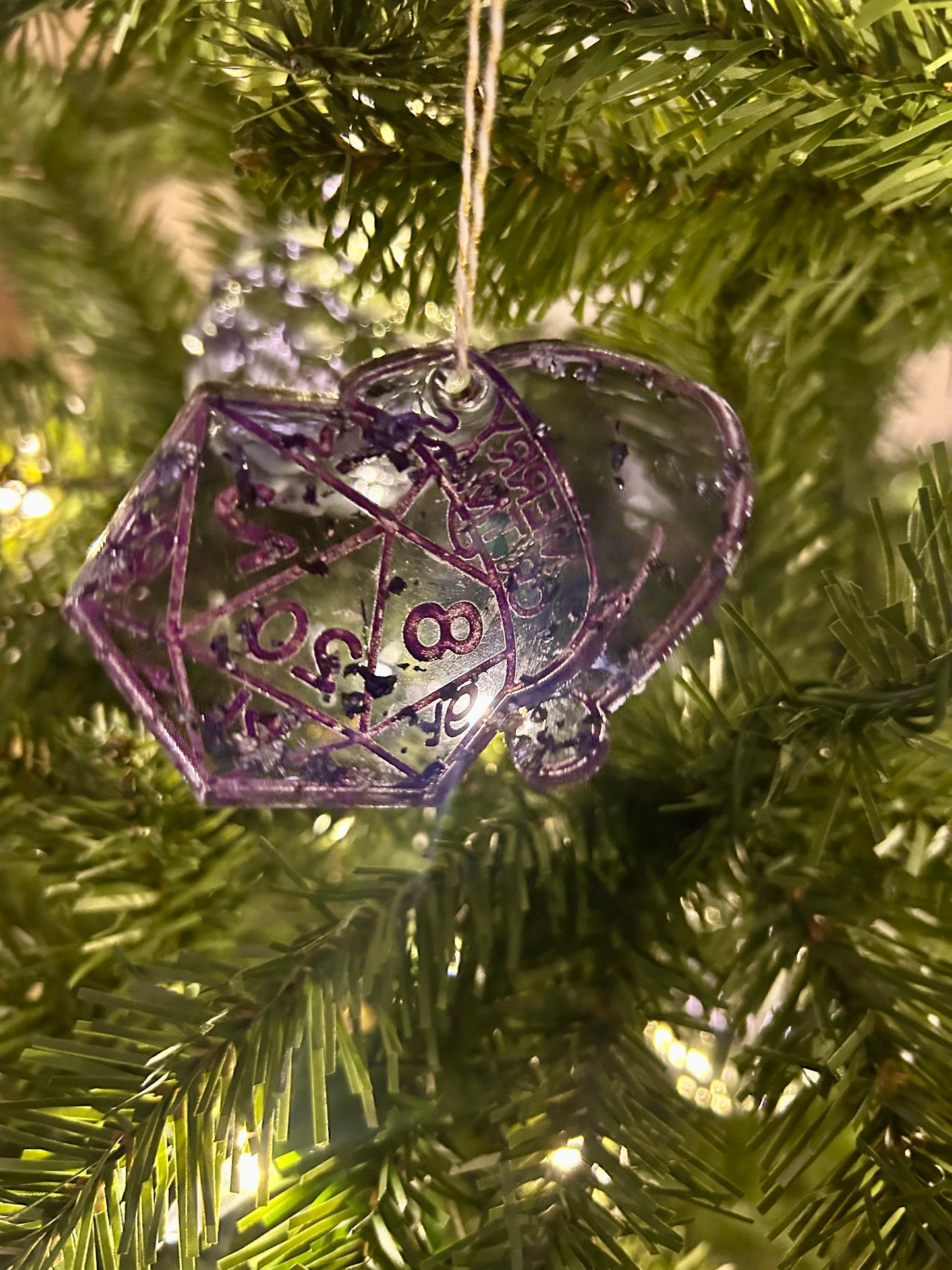 Clear Purple Merry Critmas Ornament