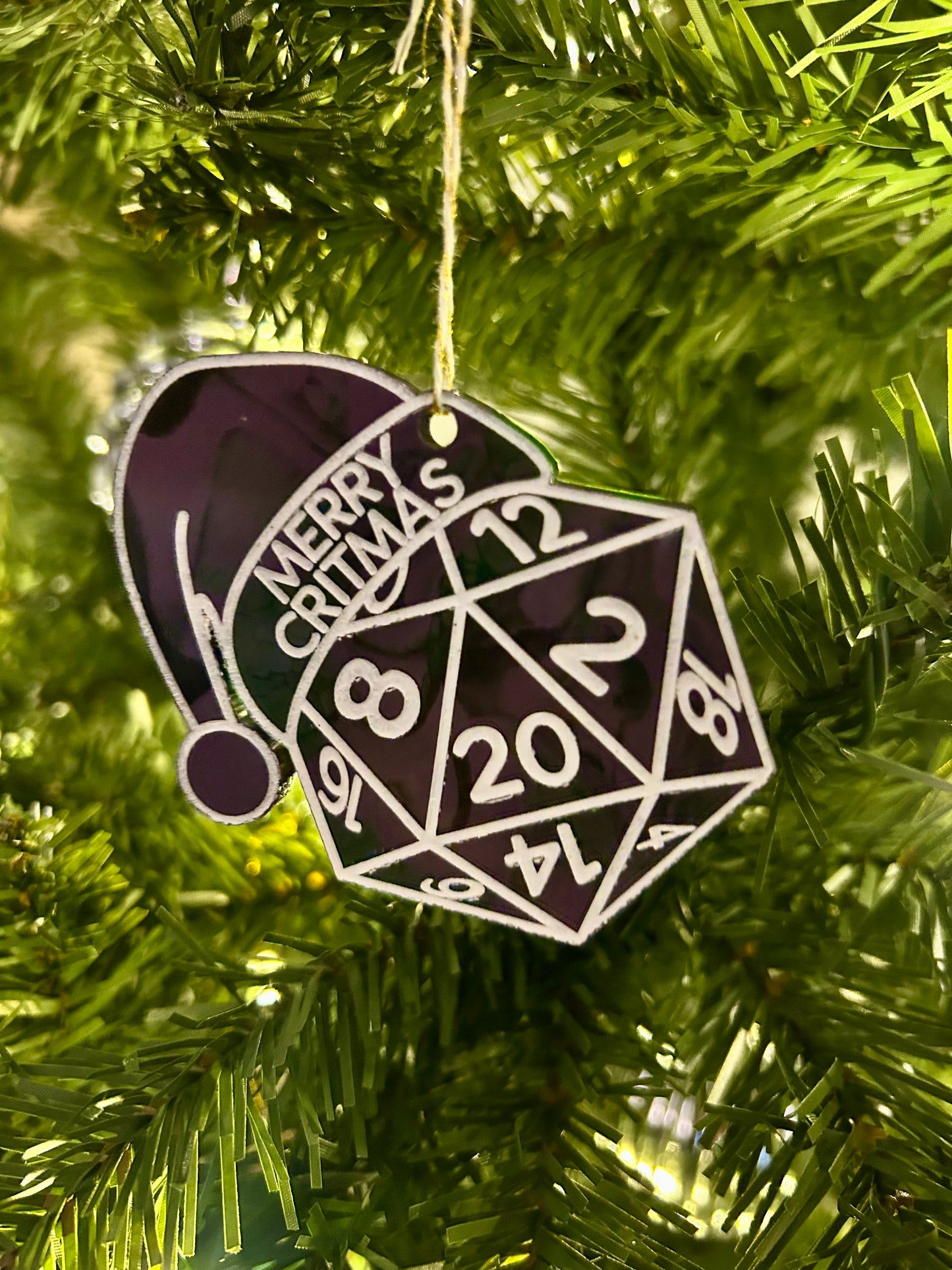 Purple Green White Merry Critmas Ornament