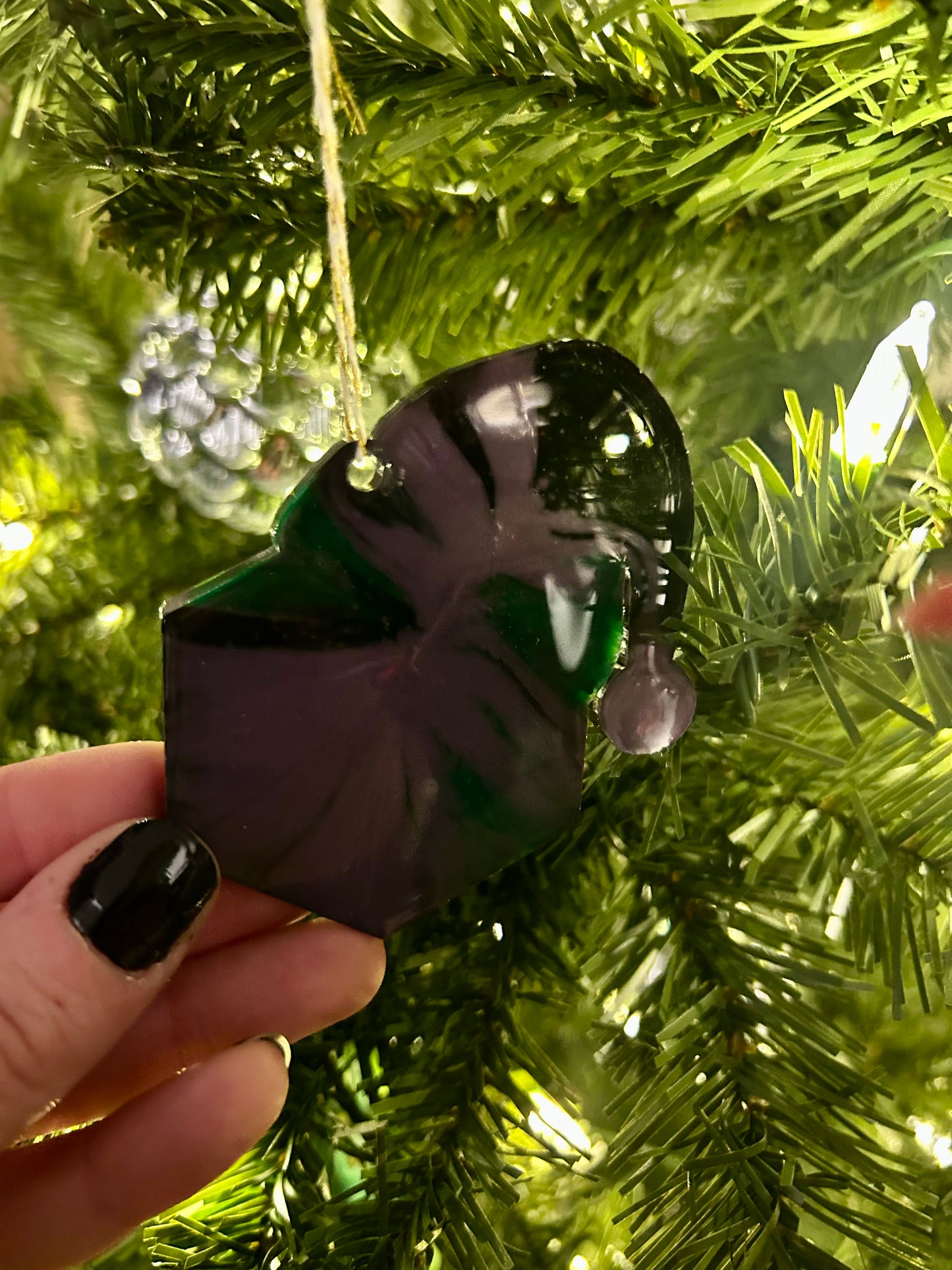 Purple Green White Merry Critmas Ornament