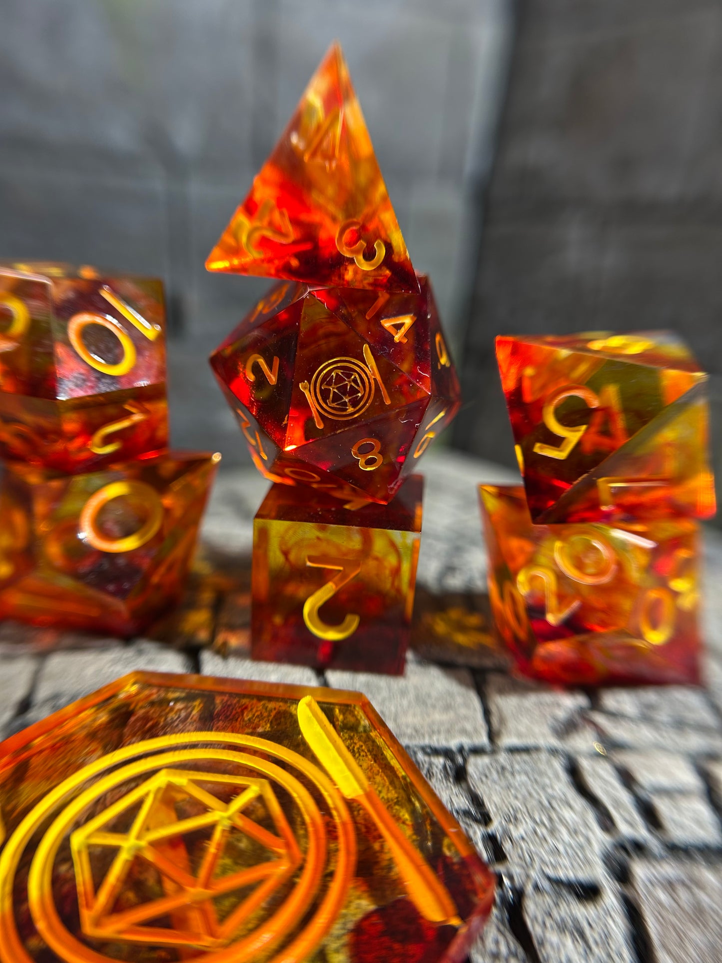 Fireball 8-Piece Polyhedral Dice Set