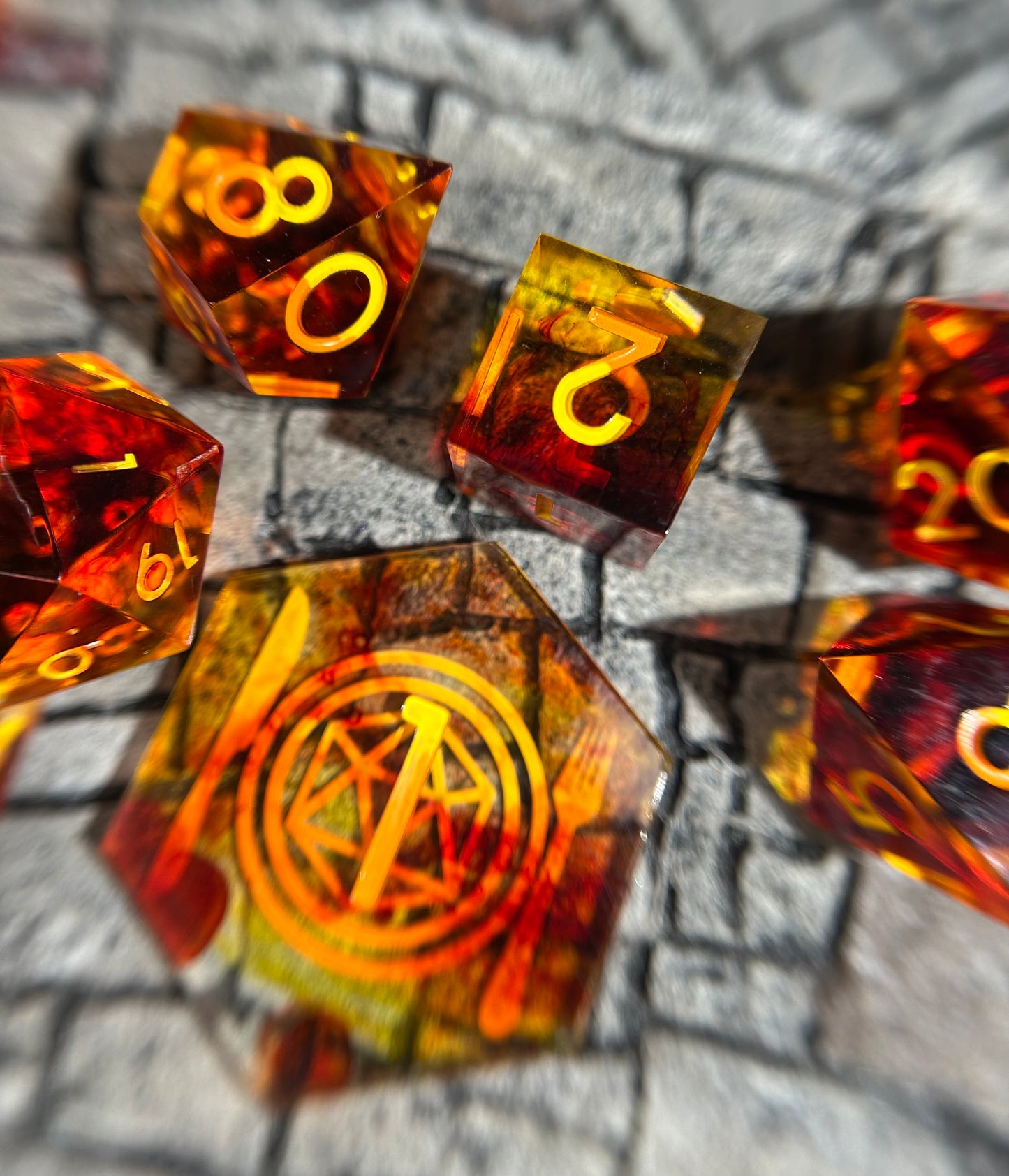 Fireball 8-Piece Polyhedral Dice Set