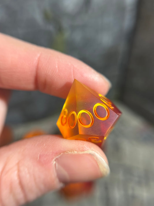 Frosted Fireball 8-Piece Polyhedral Dice Set