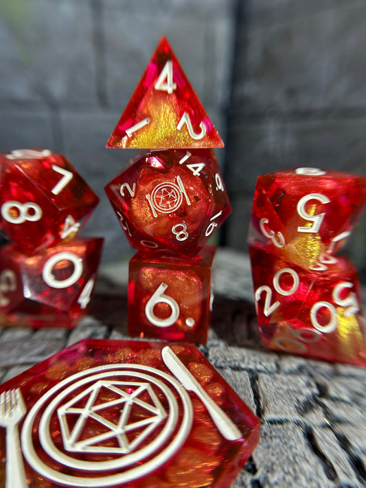 Gilded Ember 8-Piece Polyhedral Dice Set