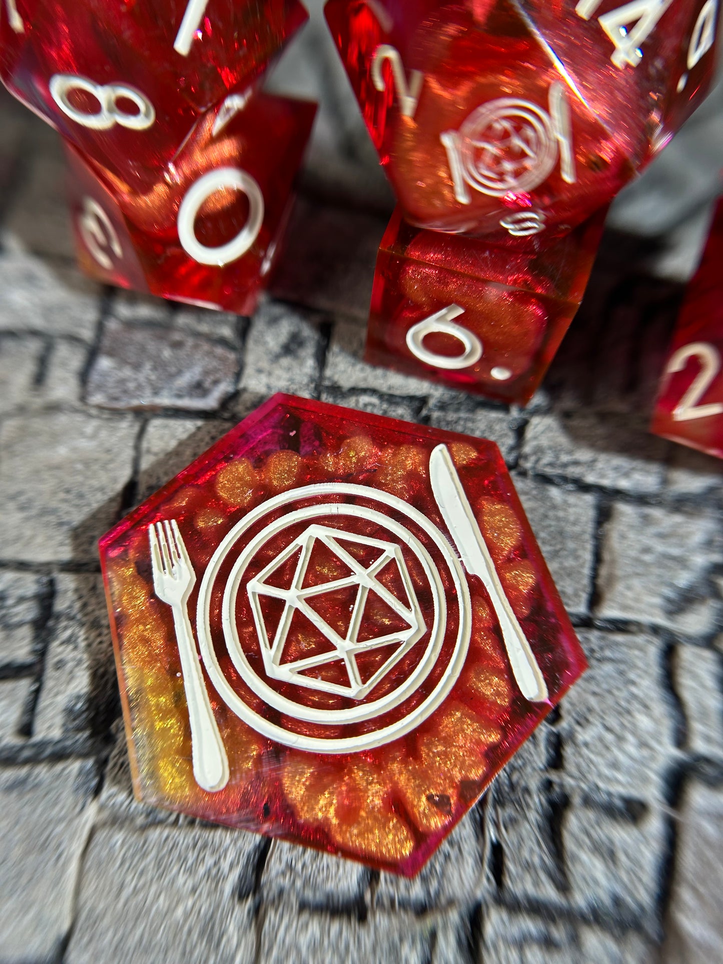 Gilded Ember 8-Piece Polyhedral Dice Set