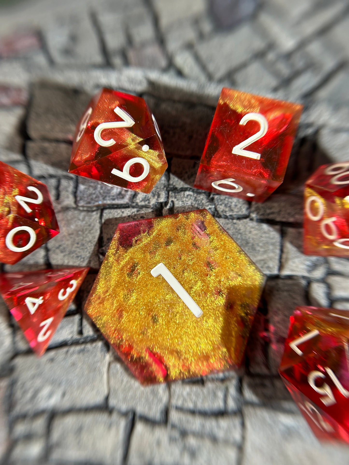 Gilded Ember 8-Piece Polyhedral Dice Set