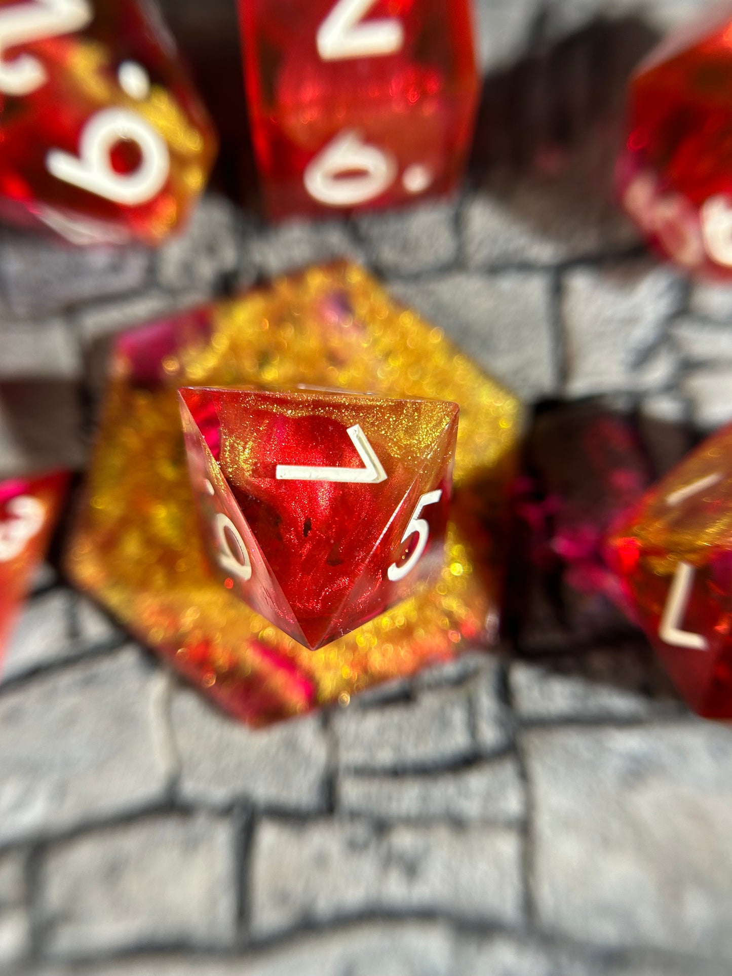 Gilded Ember 8-Piece Polyhedral Dice Set