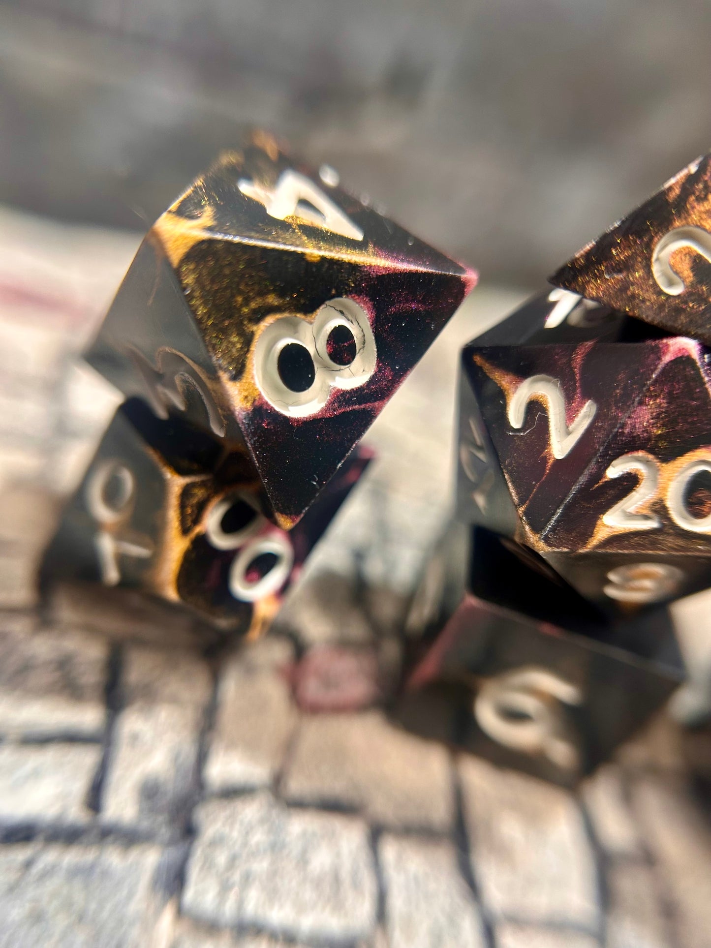 Void-Struck Ember 7-Piece Polyhedral Dice Set