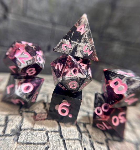 Midnight Peony 7-Piece Polyhedral Dice Set