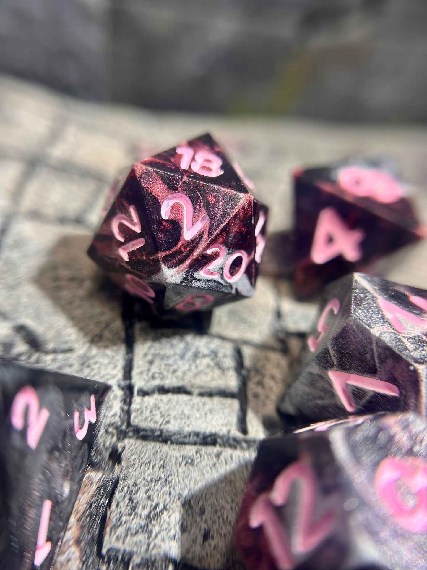 Midnight Peony 7-Piece Polyhedral Dice Set