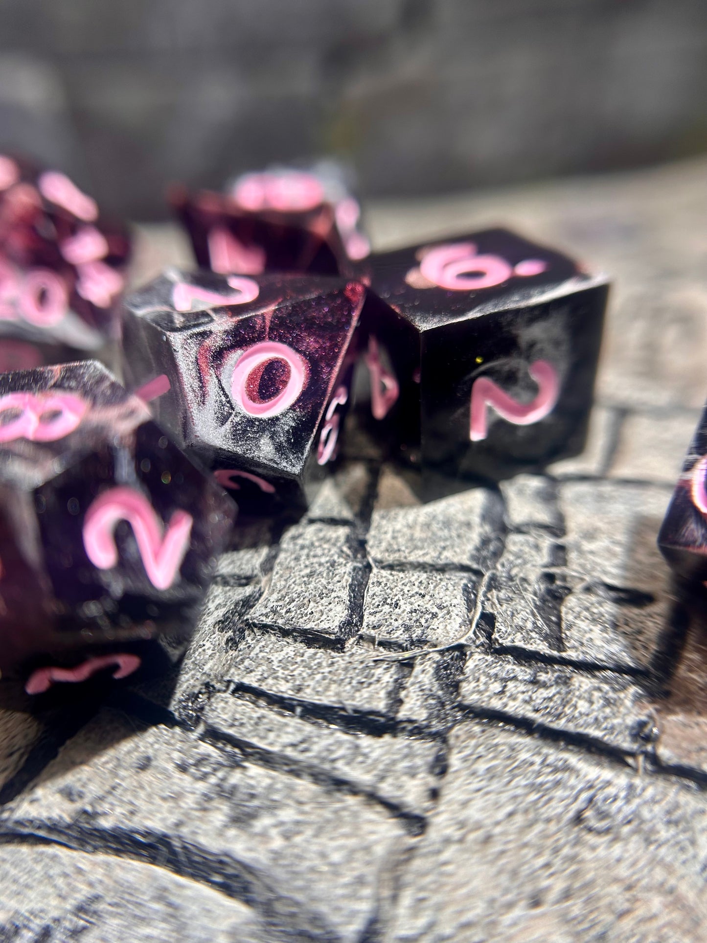 Midnight Peony 7-Piece Polyhedral Dice Set