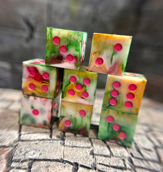 Mardi Gras 8-Piece D6 Dice Set